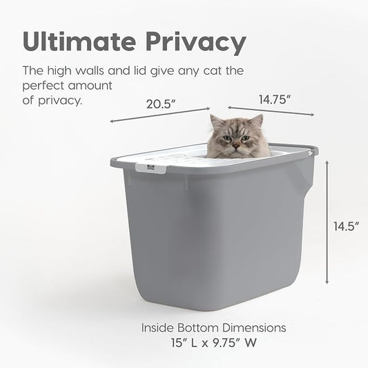 IRIS USA Cat Litter Box, Large Cat Box Enclosure, Top Entry - Image 2