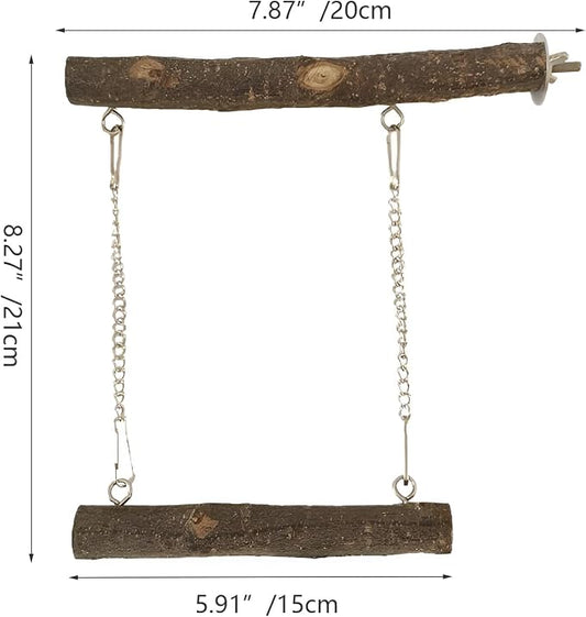 Bird Swing, Parrot Perch Stand Natural Wood Stand Parrot Cage Toys - Image 2