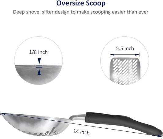 WePet Cat Litter Scoop, Aluminum Alloy Sifter, Kitty Metal Scooper, Deep Shovel - Image 2