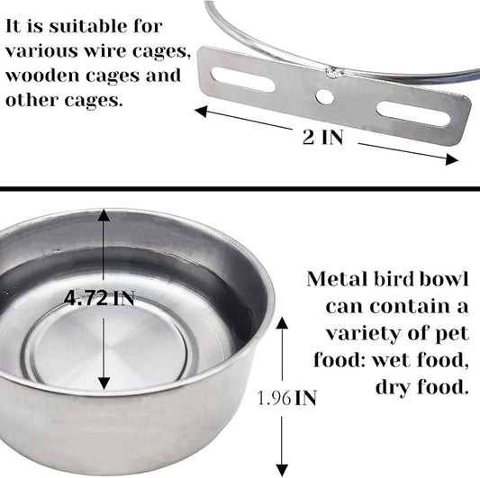 PINVNBY 2pcs Stainless Steel Bird Bowl Water Bowl Stainless Steel Bird Feeding - Image 2