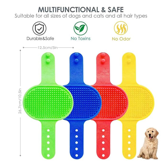 4 Pack Dog Grooming Brush, Premium Soft Silicone Pet Bath Brushes - Image 2