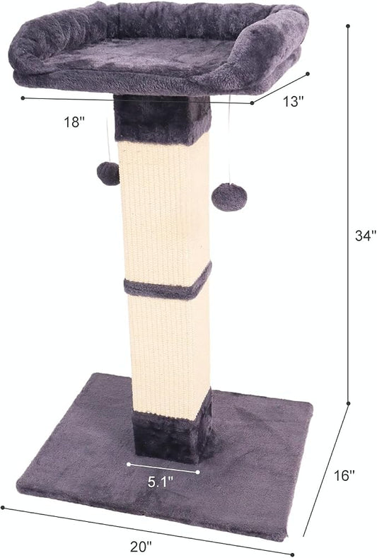 34" Cat Scratching Post for Indoor Cats, Sisal Cat Scratcher - Image 2