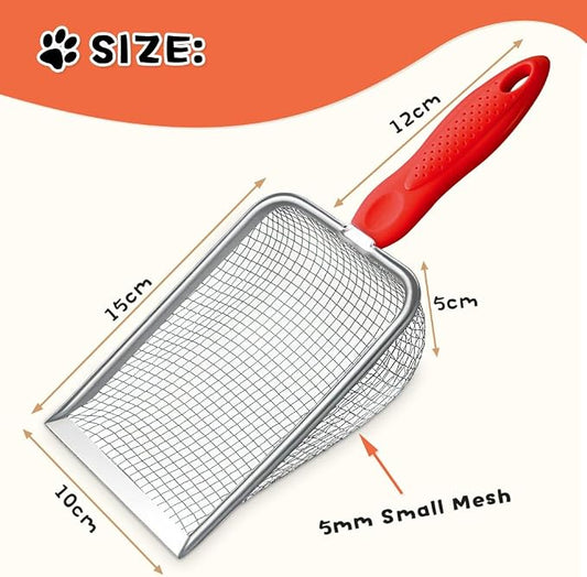 Cat Litter Scoop, Sturdy Litter Cleaner Corner Shovel, Stainless Steel Mesh - Image 2