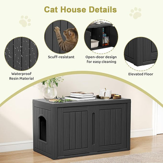 Cat Litter Box Enclosure, Hidden Enclosed Litter Box Furniture - Image 2