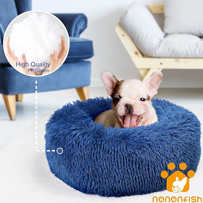 Calming Donut Dogs Beds for Small Dogs Washable, 19inch Fluffy Round Puppy Bed - Image 5