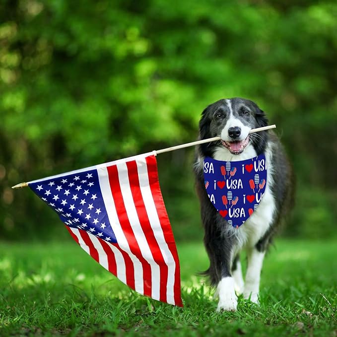 4th of July Dog Bandanas, Patriotic Holiday Party Pet Decorations 2 Pack - Image 7