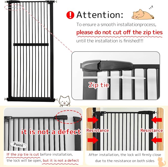 Lumizone Extra Tall Cat Gate 61.02" High Pressure Mounted Extra Wide - Image 9