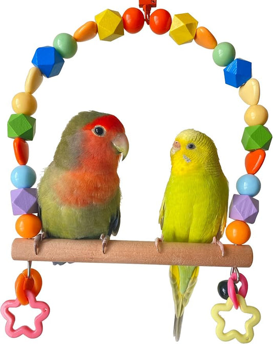 Wooden Bird Swings for Large Parrots, Cockatiel Perch Parakeet Swing Hanging - Image 2