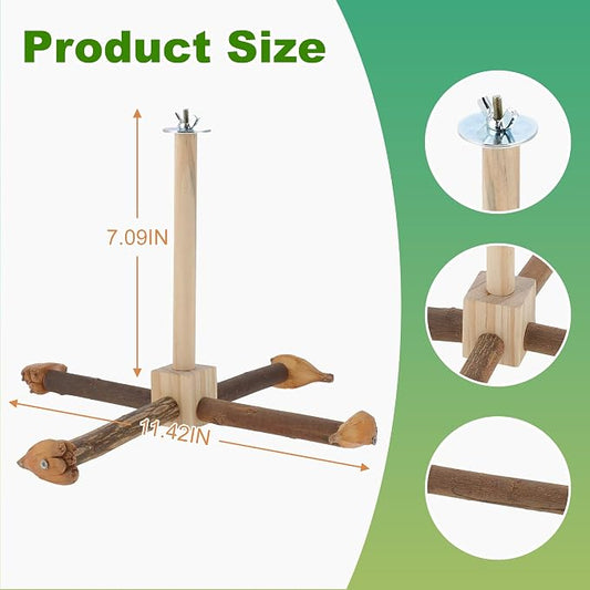 Rotating Bird Perches, Natural Wooden Perch - Image 2