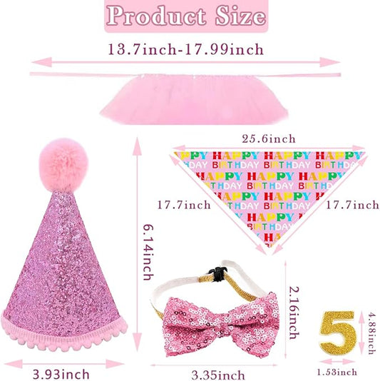 PET SHOW 4Pcs Pink Dog Birthday Hat - Image 2