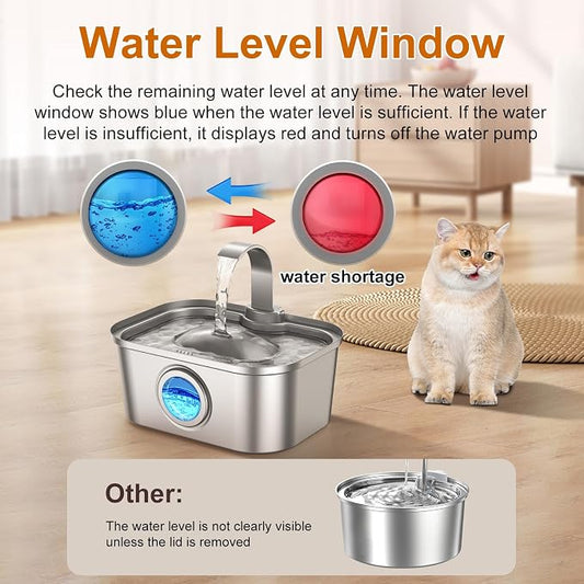 Bobo&Dragon Stainless Steel Cat Water Fountain 124oz/3.5L, Ultra Quiet - Image 2
