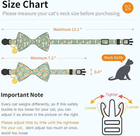 2 Pack Cotton Cat Collar with Bow Tie and Bell - Image 2