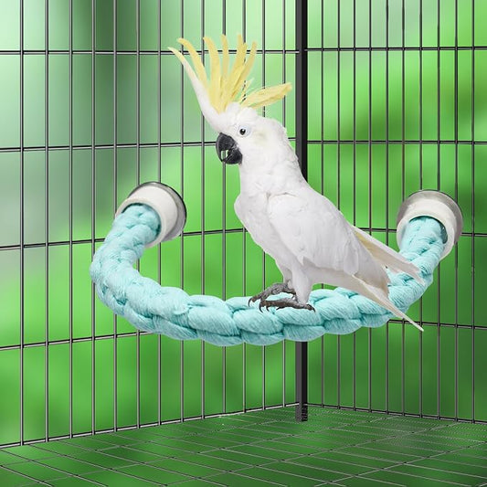 Dnoifne Bird Rope Perch, Cotton Bendable Parrot Perch Stand Toy, Bird Standing - Image 2