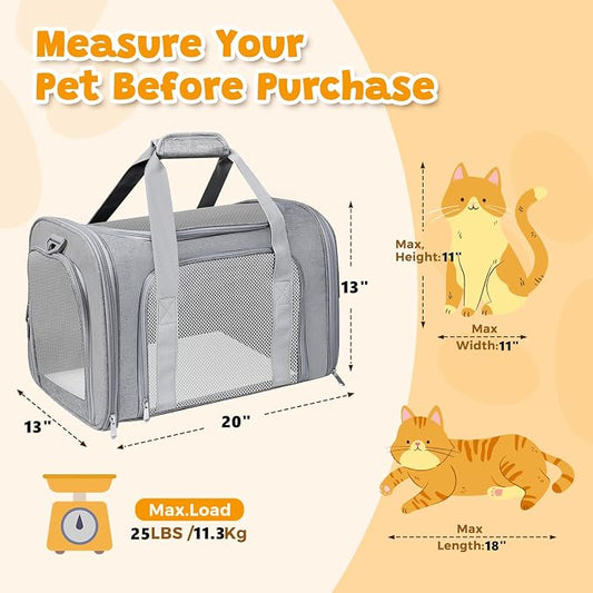 Cat Carrier Soft for Pets Up to 25 Lbs, Cat Travel Bag Soft-Sided - Image 2