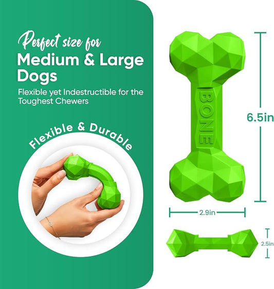Natural Rubber Dog Chew Bone – Treat-Dispensing, Tough & Indestructible Chew - Image 2