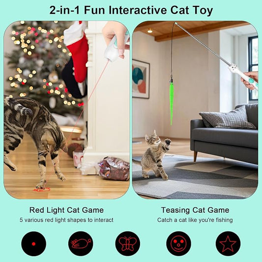 TBTeek Cat Toy, 2in1 Light and Retractable Pole - Image 2
