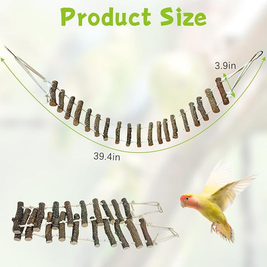 BNOSDM Wooden Bird Ladders Parrot Bridge Rope Ladder Bird Toy Pet Climbing - Image 2