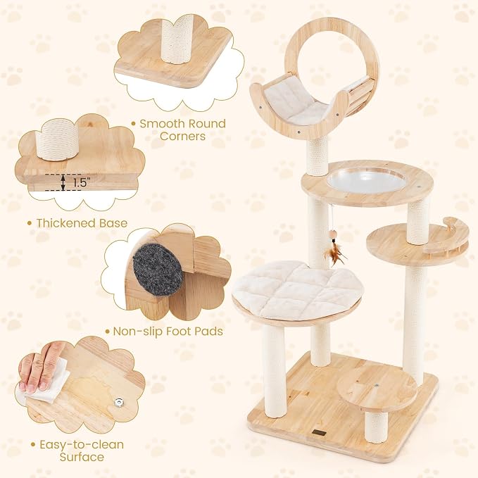 Nightcore 57” Tall Solid Wood Cat Tree - Image 9
