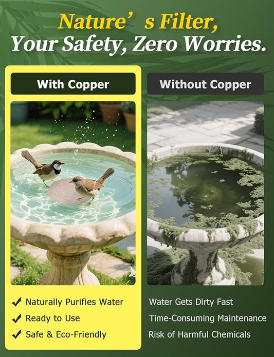 Mellbree 2-Pack Bird Bath Copper Disk, 0.6mm Reinforced 99.99% Pure Copper - Image 2