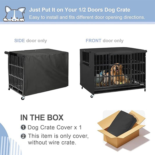 Explore Land Dog Crate Cover Heavy Duty Polyester Pet Kennel Sunshade Universal - Image 2