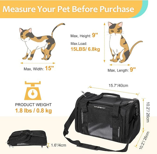 Discala Cat Dog Carrier Up to 15 Lbs TSA Airline Approved Pet Carrier - Image 2