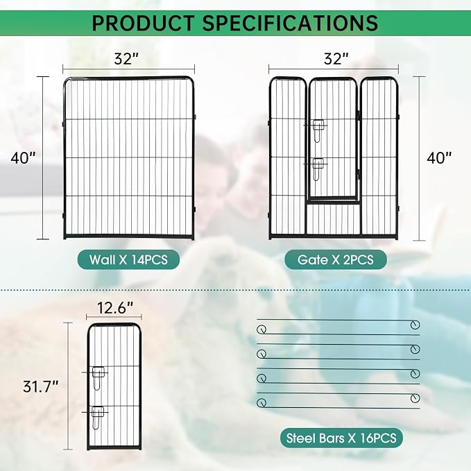 BestPet | Dog Playpen | 40 Inch, 16 Panels | Heavy Duty Metal Pet Exercise Pen - Image 7