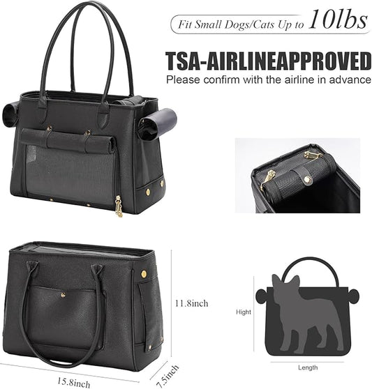 Fashion Pet Carrier Purse for Small Cat and Dog, Luxury Pu Soft-Sided Tote Bag - Image 2