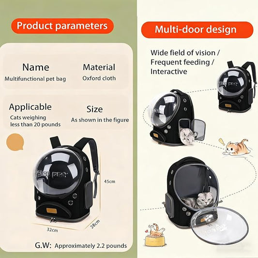 Cat Backpack Carrier, Breathable Pet Carrier Backpack Large Space Bubble - Image 2