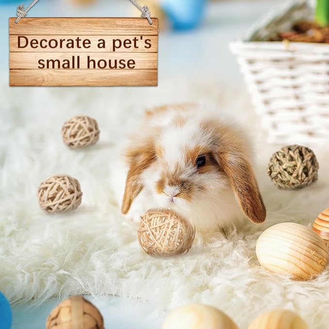 Skylety 15 Pieces Small Animal Chew Balls Rabbits Bunny Treat Chew Toys Guinea - Image 8
