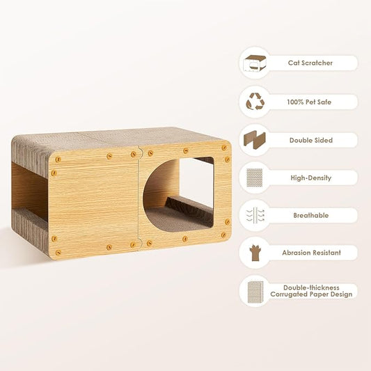 EHEYCIGA Cardboard Cat Scratcher House, 23-Inch Corrugated Cat Scratcher - Image 2