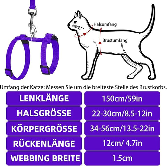 PUPTECK Adjustable Cat Harness and Leash Set Escape Proof Kitten Strap Collar - Image 2