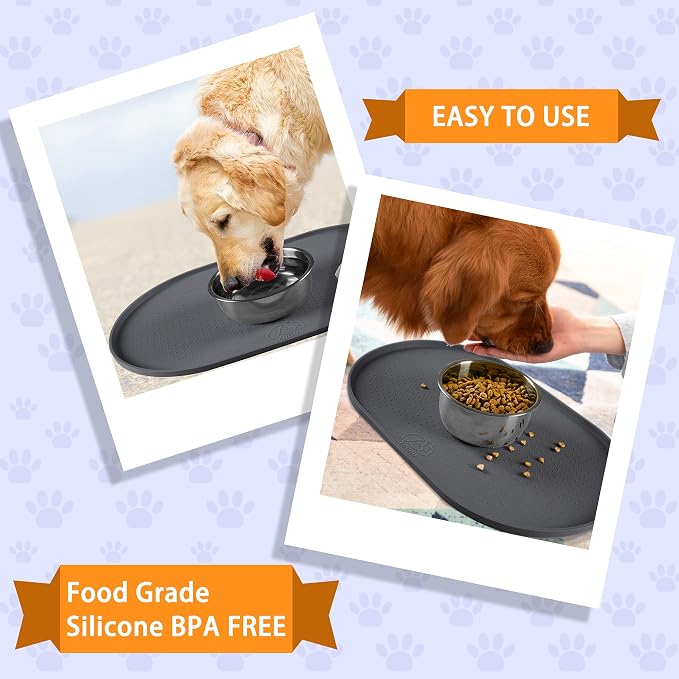 100% Waterproof 0.5" Raised Edge BPA Free Silicone Dog Food Mat, Pet Cat - Image 6