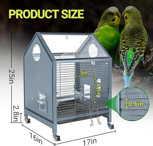 Acrylic Bird Cage, 25 inch Medium Parrot Cage - Image 2