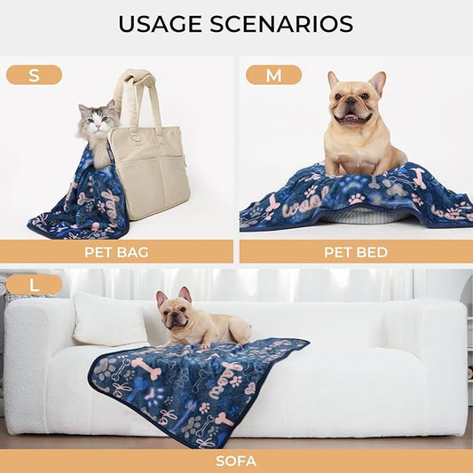 Luciphia 1 Pack 3 Blankets Fluffy Premium Fleece Pet Blanket Flannel Paw Bone - Image 2