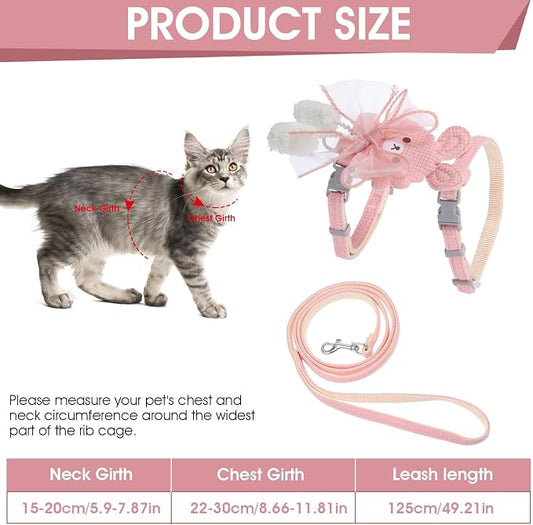 TIESOME Cat Harness and Leash Set, Adjustable Gradient Kitten Harness Escape - Image 2