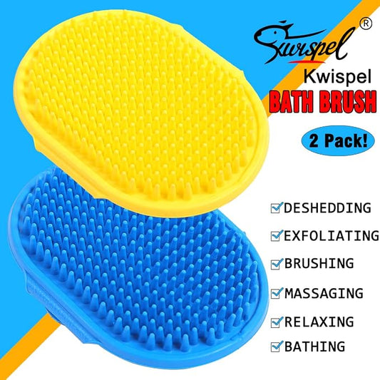 Dog Grooming Brush, Pet Shampoo Bath Brush Shedding Soothing Massage Rubber Comb - Image 2