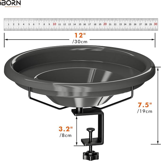 iBorn Bird Bath, Deck Mounted Bird Baths 12inch, Birdbath - Image 2
