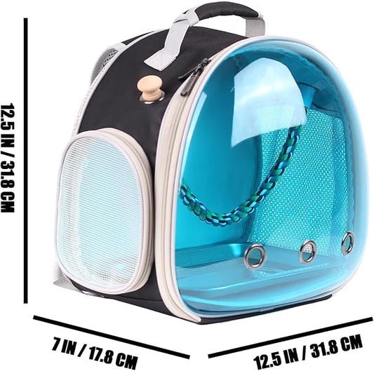 Polarized Tinted Blue Bubble Small Bird Carrier Travel Cage, Portable Bird - Image 2