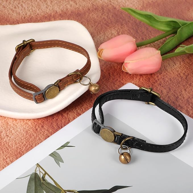 2 Pcs PU Leather Cat Collar Breakaway - Image 7
