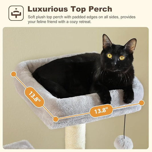 Cat Tree for Indoor Cats, 62-Inch Multi-Level Cat Tower - Image 2
