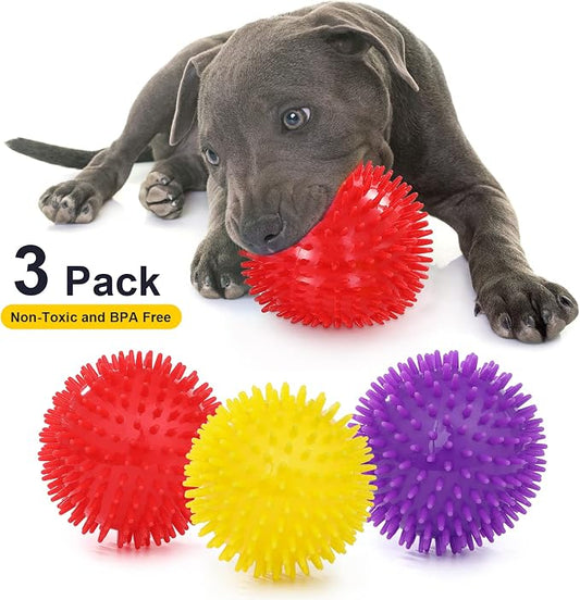 VITEVER 3 Colors 4.5” Heavy Duty Squeaky Dog Toy Balls - Image 2