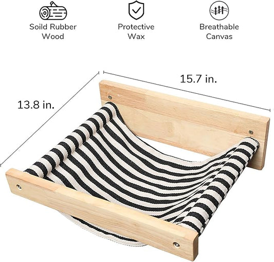 FUKUMARU Hammock Wall Mounted Cat Beds and Perches, Wooden Kitten Walls - Image 2