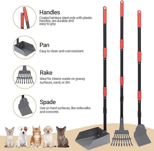 Heeyoo Dog Pooper Scooper, Dog Poop Tray and Rake Set, Pet Waste Removal Scoop - Image 2
