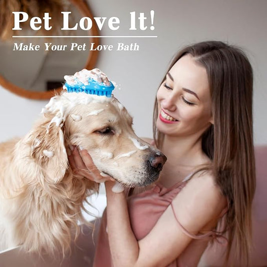 2PCS Dog Bath Brush Set | Adjustable Handle Dog Scrubber - Image 2