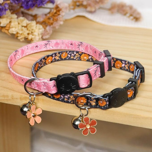 Cat Collar Breakaway, 2 Pack Cotton Cats Collars - Image 2