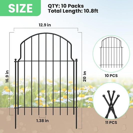 10Pcs Decorative Garden Fence, 20in/10.8ft Rustproof Metal Fences Animal - Image 2
