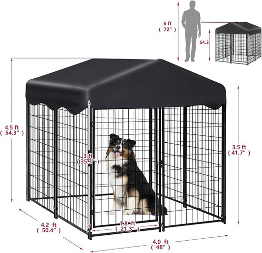 Dog Kennel Outdoor, 4.5' x 4' x 4' Outside Dog Kennel - Image 2