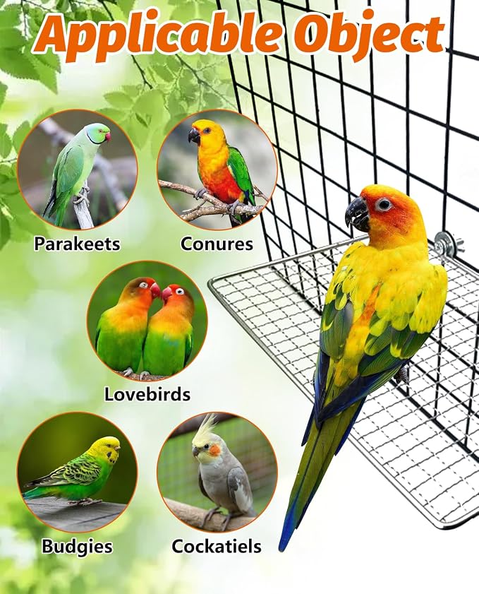 BNOSDM 2 Pack Bird Perch Platform Stainless Steel Birds Perches Parrot Shelf - Image 7