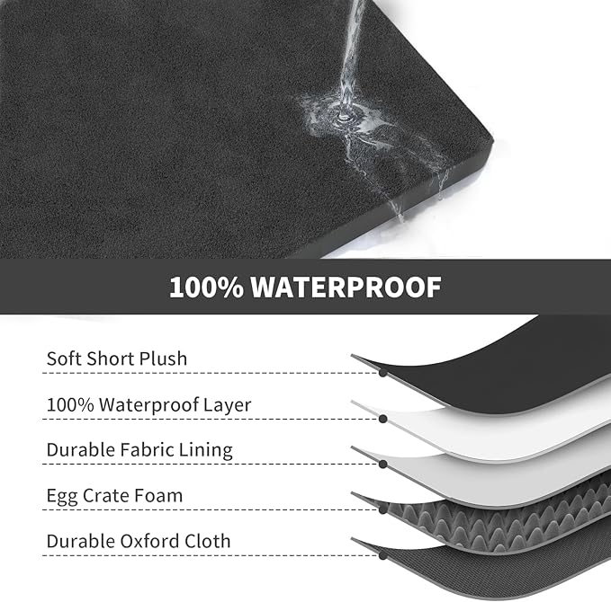 Comfort Dog Bed for Small Dogs & Cats, Waterproof Dog Crate Mat Orthopedic Egg - Image 7