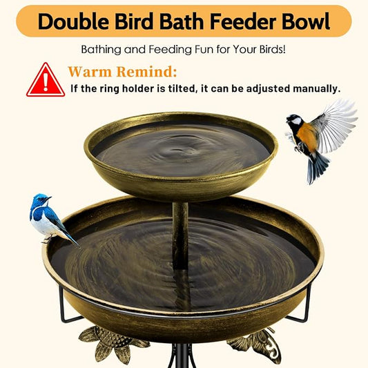 Daoeny Bird Bath for Outside, 42In Vintage Freestanding Birdbaths for Outdoors - Image 2